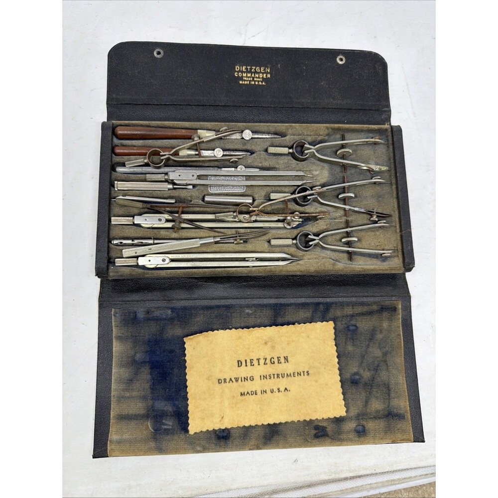Dietzgen Commander Special Drafting Compass & Divider Set in Case  With Extras
